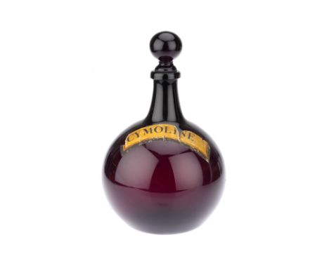 A Globe Shaped Amethyst Glass Chemist / Apothecary Bottle, English, Victorian, and blown globe shaped apothecary bottle in de