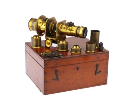 A Complex Magic Lantern Microscope, English, c.1880, engraved ''W Leach, Manchester, PATENT APPD FOR No.241', with condenser 