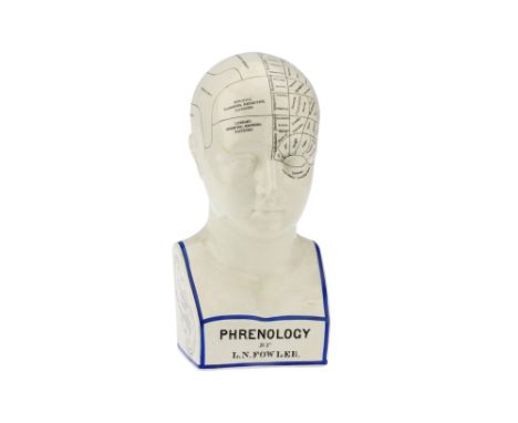 A 19th Century Phrenology Bust by L. N. Fowler, English, c.1870, printed to the front 'PHRENOLOGY by L. N. FOWLER' cast ceram