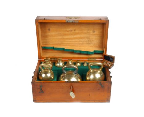 County Borough of Preston, Standard Spherical Avoirdupois Weights, English, dated 1908, weights engraved 'COUNTY BOROUGH OF P