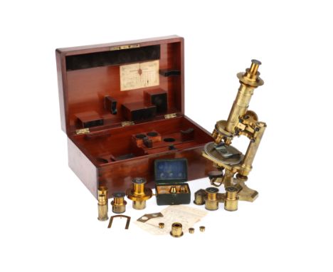 A Large mid 19th Century German Polarising Compound Microscope Outfit, German, dated 1854 on an accompanying piece of paper, 