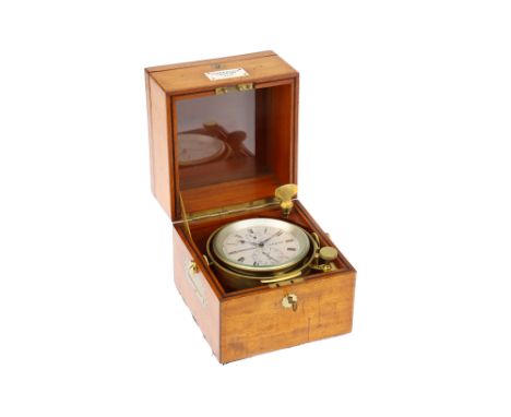 An Usher & Cole 2 Day Marine Chronometer, Usher & Cole, London Number 2144, The Polished mahogany double-hinged box with lid 