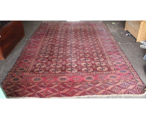 Turkoman/ Afghan small carpet, late 19th/early 20th century, with five rows of gulls with main repeated gull border, 2.19m x 