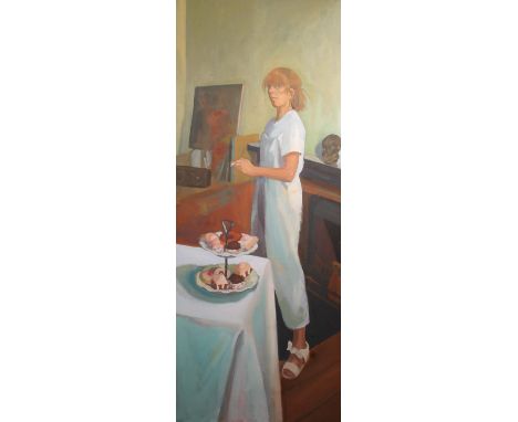 ANNA MILLER (1959-1999) *ARR*&nbsp;  Untitled - self portrait  Oil painting on canvas, signed 'Anna Cummings' verso, 152cm x 