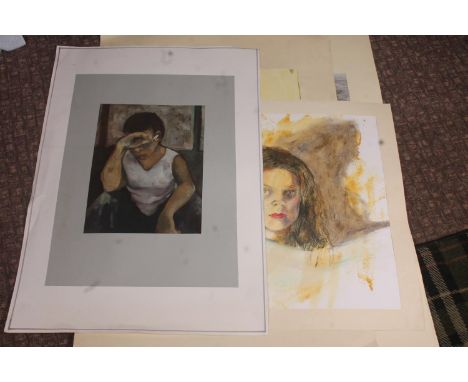 ANNA MILLER (1959-1999) *ARR*, a group of eight portrait studies, mostly coloured works including oils and mixed media, some 