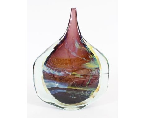 Mdina large axe head or fish vase, in an aubergine colourway, signed to base Michael Harris, Mdina Glass, Malta, H31cm. CR : 
