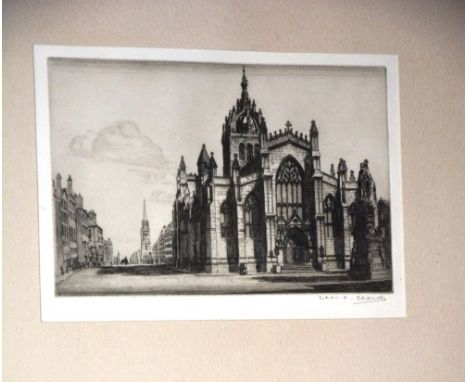 Charles Herbert Clark
'St Giles Cathedral, Edinburgh'
Etching, signed in pencil lower right, 17 x 24cm