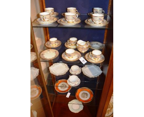 A quantity of china teawares, to include a 34 piece plant Tuscan teaset, pair of Noritake biscuit plates and a pair of famill