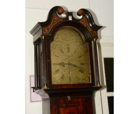 An 18th century and later longcase clock by Thomas Morgan Edinburgh, the arched brass dial with Roman numerals, subsidiary se