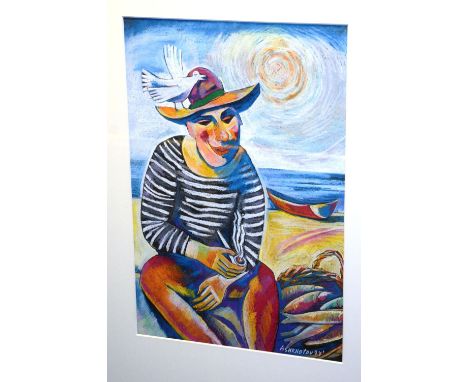 Michael Askkator
'Fisherman with Pipe and Seagull'
Pastel, signed '94 lower right, 49 x 33cm