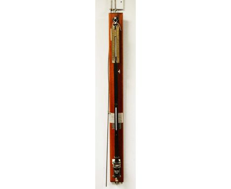 A 20th Century marine stick barometer, by F. Darton &amp; Co. Ltd, England, with brass thermometer above, mounted on gimbals 