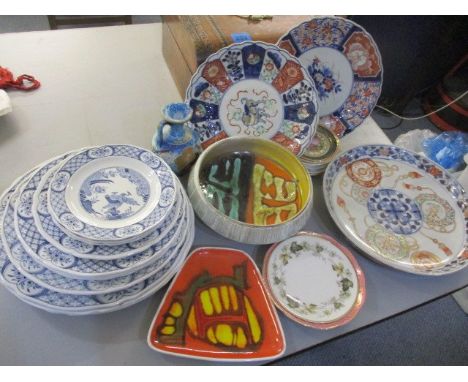 Mixed china to include Poole pottery, Old Chelsea china, Imari plates and other items