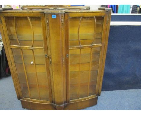 A mid 20th century light oak display cabinet, 46h x 40w