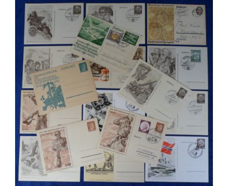 Postal Stationery, Nazi Germany, a collection of 17 illustrated cards by Axster-Heudtlass inc. events, infantry, torpedo boat