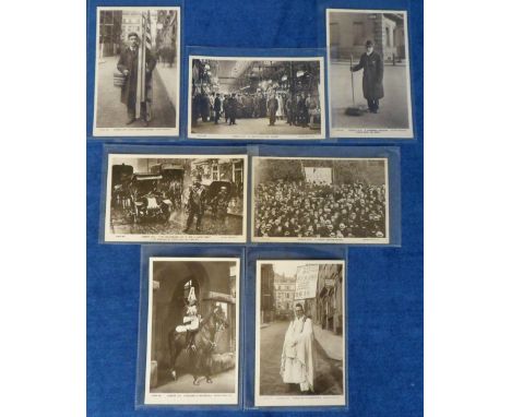 Postcards, London Life, a selection of 7 Rotary London Life cards Series 10513 , no 78, A City Window Cleaner, 79, Turkish Ba