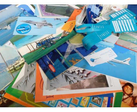  Aviation, a collection of various items 1960s onwards inc. menu cards, route maps, publicity prints, advertising items, bagg
