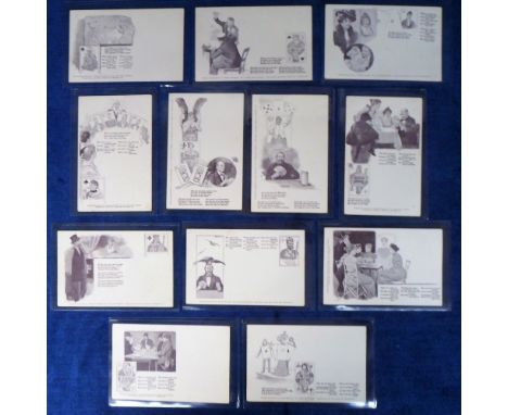 Postcards, unusual set of 12 early German cards, Ganze Series by W Werner, all with playing card related images, u/b, all unu