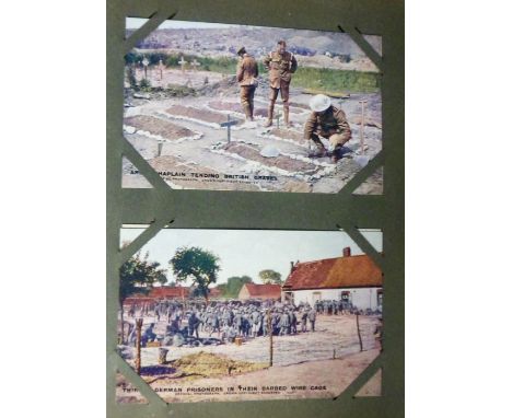 Postcards, Military, a collection of approx 90 Military cards in vintage album inc. 9 WW1 Personalities and 85 Daily Mail Bat