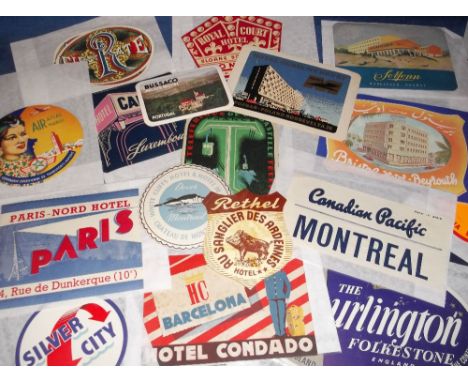 Ephemera, an interesting and attractive collection of International hotel labels from the 1950s and 60s. Noted The Atlantic H