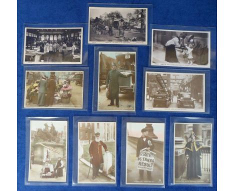 Postcards, London Life, a selection of 10 Rotary London Life cards Series 10513, no 88, In Billingsgate Market, 89, The Openi