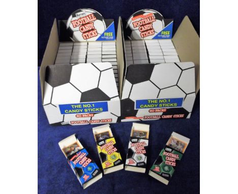 Trade issue, Barratt's, 2 Counter Display Boxes, each containing 60 empty packets of Football Candy Stick boxes, no cards inc