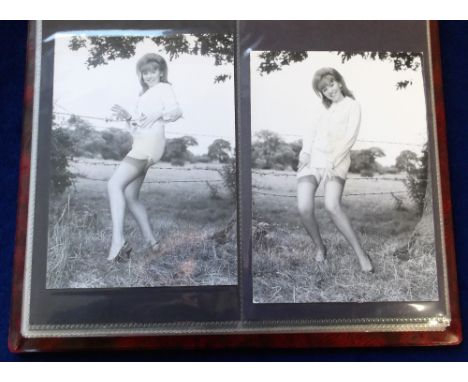 Glamour photographs, album containing a collection of 100+ photos, mostly b/w, vintage to 1980's inc. lingerie, topless nudes