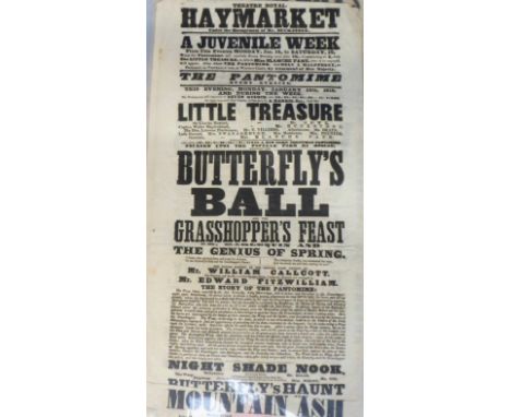 Theatre posters, a quantity of black and white theatre posters dating from the mid 19th century (mostly Theatre Royal Hay-Mar