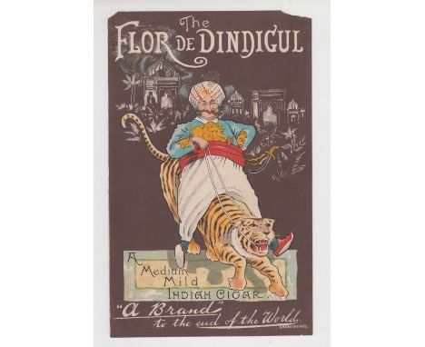 Tobacco advertising, Bewlay, paper magazine extract advert for 'Flor De Dindigul Cigars', colourful image showing sultan ridi