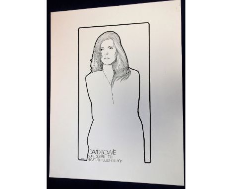 Music Poster, original  David Bowie concert poster for Sun 30 April 1972 at Plymouth Guildhall illustrated with b/w artist-dr