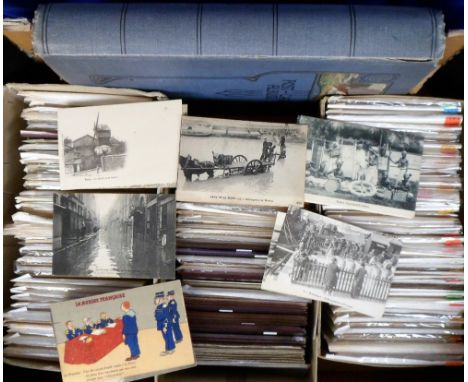 Postcards, a large collection of approx 1600 French topographical cards, in box and vintage album sorted by Department and to