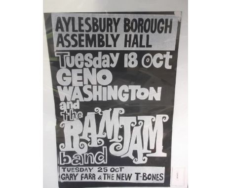 Music poster, Geno Washington and the Ramjam Band, Ricky Tik gig style poster for the event at Aylesbury, on 18 Oct 1966, 20"