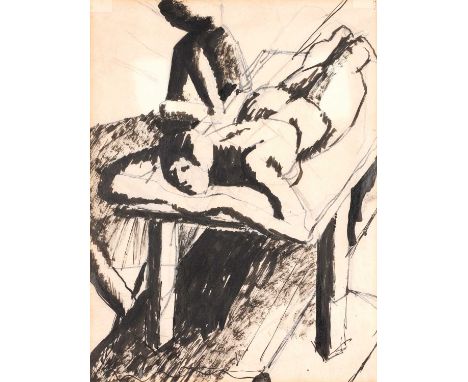 David Bomberg (1890-1957)"Players Resting, The Ghetto Theatre"Ink and wash, 26cm by 19.5cmProvenance: Ex collection of B Davi