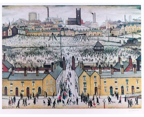 After Laurence Stephen Lowry RBA, RA (1887-1976)"Britain at Play" Signed, with the blindstamp for the Fine Art Trade Guild, a