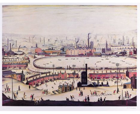 After Laurence Stephen Lowry RBA, RA (1887-1976)"The Pond"Signed, with the blindstamp for the Fine Art Trade Guild, a colour 