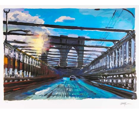 Bob Dylan (b.1941) American"Brooklyn Bridge 7am" (2023)Signed and numbered 36/295, giclee print from "The Beaten Path", 49cm 