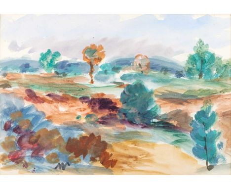 Sir Matthew Smith CBE (1879 –1959)  "Hilly Landscape" Initialled, watercolour, 26.5cm by 37.5cmProvenance: Christie's, London