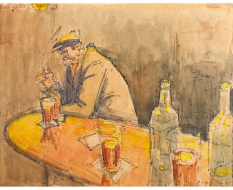 Norman Stansfield Cornish MBE (1919-2014)"Troubled Man"Signed, pen ink and watercolour, 21.5cm by 27.5cmProvenance: The Stone