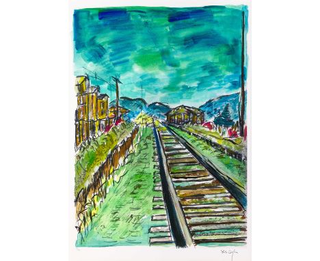 Bob Dylan (b.1941) American "Train Tracks" (2008)Signed and numbered 176/295, giclee print from "The Drawn Blank Series",  82