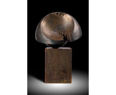 George Pickard (1929-1993)  Broken Bowl Metal on a wooden base, 60cm high (including base)  Metal with general wear and surfa