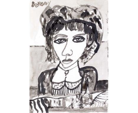 John Bellany CBE, RA (1942-2013) Scottish"Portrait of Helen"Signed, monochrome watercolour and wash, 29.5cm by 20.5cm