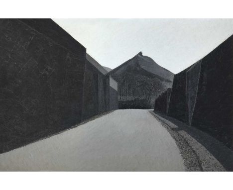 Maurice A Wade (1917-1991) "Road Through Sneyd" Oil on board, 90cm by 136cm  Exhibited: The Potteries Museum & Art Gallery, S
