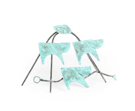 William Black (20th Century)"Landscape Creatures"Signed, inscribed and dated (19)66, patinated copper alloy, 12cm highSome li