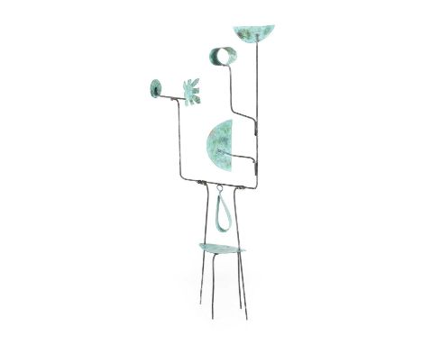 William Black (20th Century) Abstract form Signed and dated (19)63, patinated copper alloy, 56.5cm highSome light surface dir