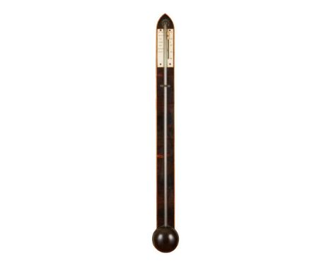 Y GEORGIAN LABURNUM STICK BAROMETER LATE 18TH/ EARLY 19TH CENTURY the lancet case outlined with fruitwood banding, the ivory 