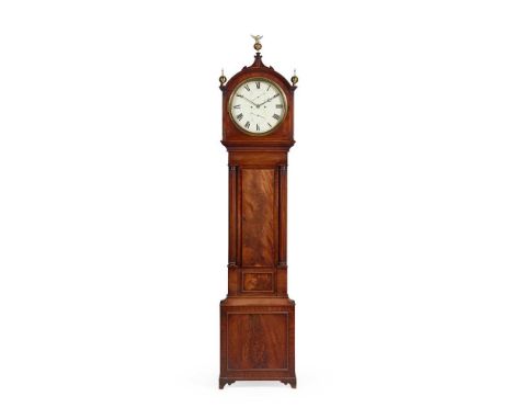 SCOTTISH REGENCY MAHOGANY  LONGCASE CLOCK, LIDDALL &amp; SONS, EDINBURGH EARLY 19TH CENTURY the white painted dial with Roman