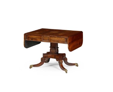 SCOTTISH REGENCY ROSEWOOD SOFA TABLE, ATTRIBUTED TO WILLIAM TROTTER EARLY 19TH CENTURY the rounded rectangular top with drop 