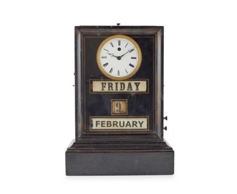 FRENCH EBONISED PERPETUAL CALENDAR CLOCK, ANTOINE REDIER, PARIS LATE 19TH CENTURY the white enamel dial with Roman numerals, 