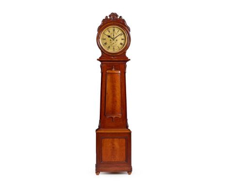 WILLIAM IV MAHOGANY DRUMHEAD LONGCASE CLOCK EARLY 19TH CENTURY the gilt metal dial with Roman numeral chapter and subsidiary 