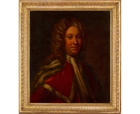 FOLLOWER OF WILLIAM AIKMAN HALF LENGTH PORTRAIT OF CHARLES, 9TH LORD ELPHINSTONE Inscribed with the identity of sitter verso,