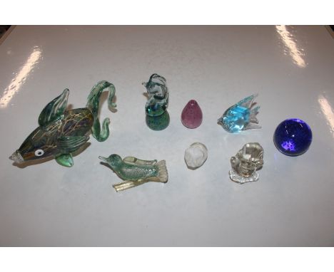 A collection of Art Glass and other paperweights to include Mdina 